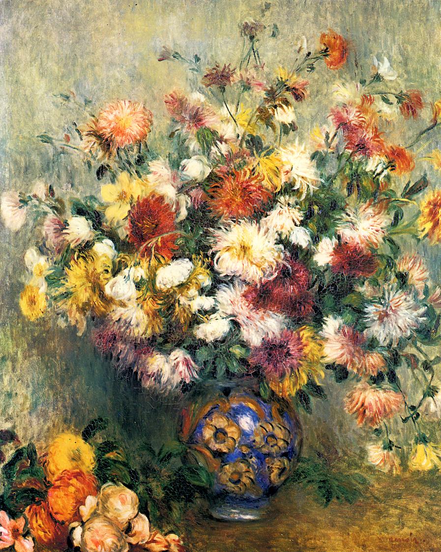 Vase of chrysanthemums 1882